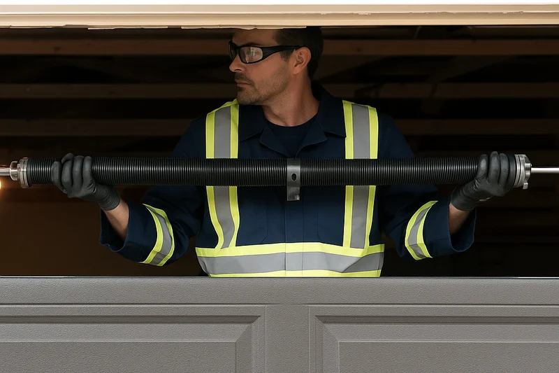 Professional garage door spring replacement by American Garage Door Solutions technician in Daly City, CA